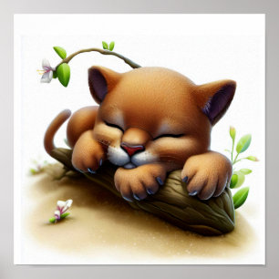 Póster Una pintura digital de un joven puma mate