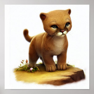 Póster Una pintura digital de un joven puma mate