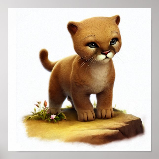 Póster Una pintura digital de un joven puma mate (Frente)