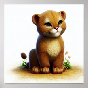 Póster Una pintura digital de un joven puma mate