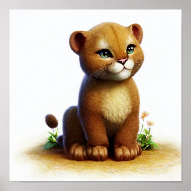 Póster Una pintura digital de un joven puma mate (Frente)