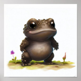 Póster Una pintura digital de un joven sapo lindo