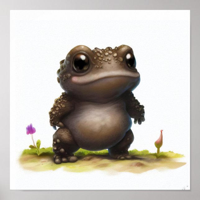 Póster Una pintura digital de un joven sapo lindo (Frente)