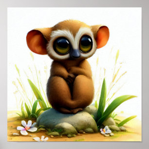 Póster Una pintura digital de un joven tarsero culto