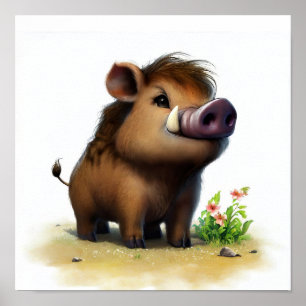 Póster Una pintura digital de un joven Warthog culto