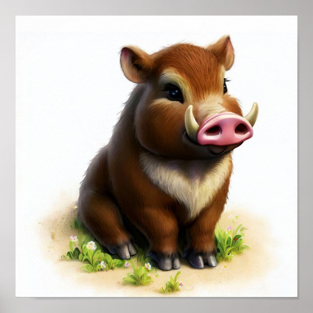 Póster Una pintura digital de un joven Warthog culto (Frente)