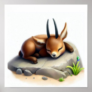 Póster Una pintura digital de un joven y lindo antílope s