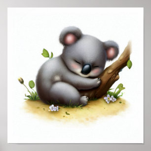 Póster Una pintura digital de un koala adorable
