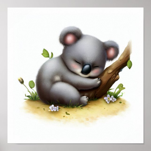 Póster Una pintura digital de un koala adorable (Frente)