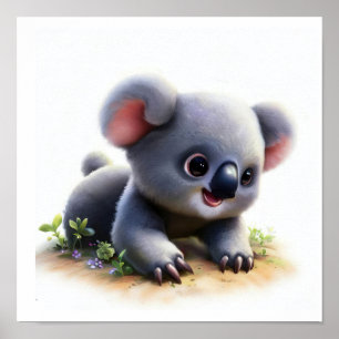 Póster Una pintura digital de un Koala lindo