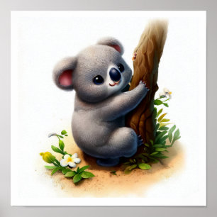 Póster Una pintura digital de un Koala lindo