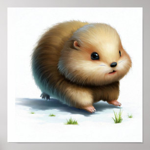 Póster Una pintura digital de un lindo lemming