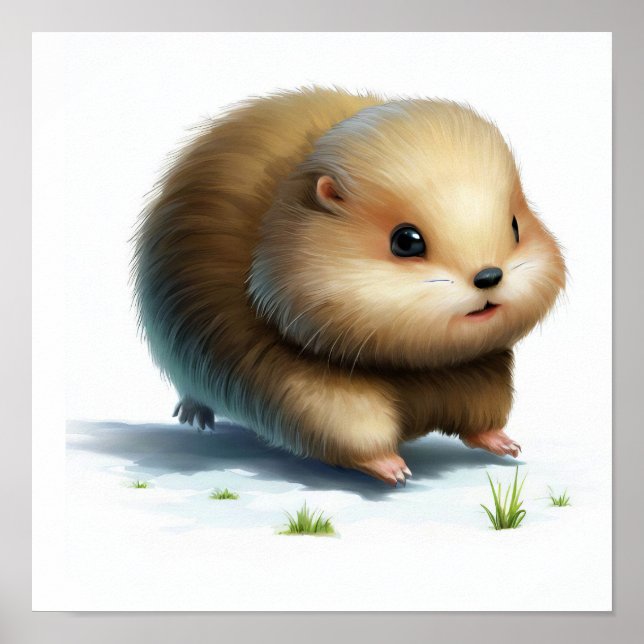 Póster Una pintura digital de un lindo lemming (Frente)