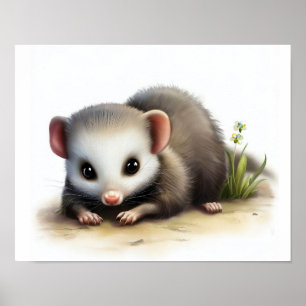 Póster Una pintura digital de un ópossum norteamericano