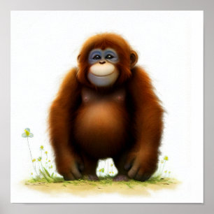 Póster Una pintura digital de un orangután bandido