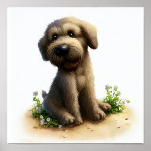 Póster Una pintura digital de un sabio lobo irlandés