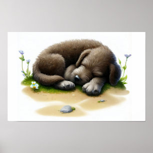 Póster Una pintura digital de un sabio lobo irlandés