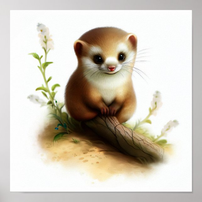 Póster Una pintura digital de una comadreja menos fina (Frente)