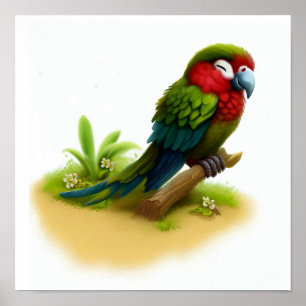 Póster Una pintura digital de una guacamaya militar adora