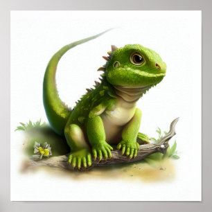 Póster Una pintura digital de una guapa iguana joven