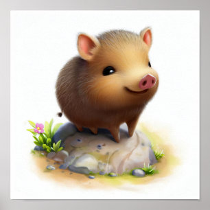 Póster Una pintura digital de una guapa javelina