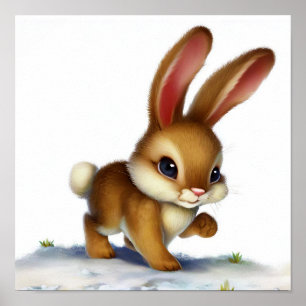 Póster Una pintura digital de una jóven liebre con raquet