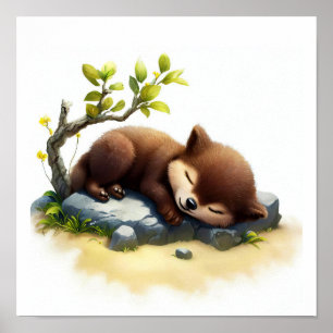 Póster Una pintura digital de una joven loberina de felpa