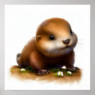 Póster Una pintura digital de una joven marmota culta