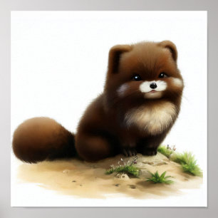 Póster Una pintura digital de una jóven tabla de corte