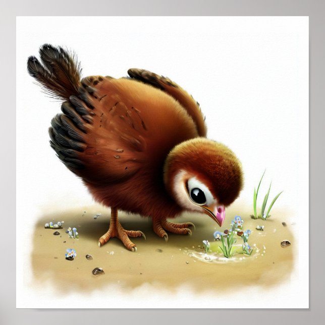 Póster Una pintura digital de una jovencita y linda lechu (Frente)