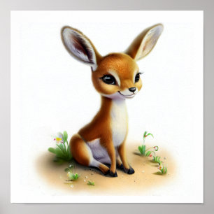 Póster Una pintura en acuarela 3D de una gacela linda