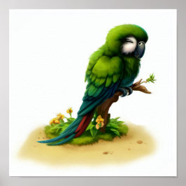 Póster Una pintura en acuarela 3D de una gran guacamaya v