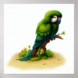 Póster Una pintura en acuarela 3D de una gran guacamaya v
