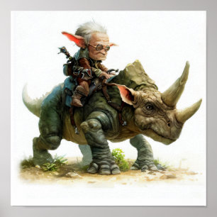 Póster Una pintura en acuarela de una elfa guerrera intré