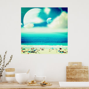 Póster Una playa y un espacio de ensueño abstracto
