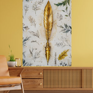 Póster Una pluma dorada o una elegante pluma estilográfic