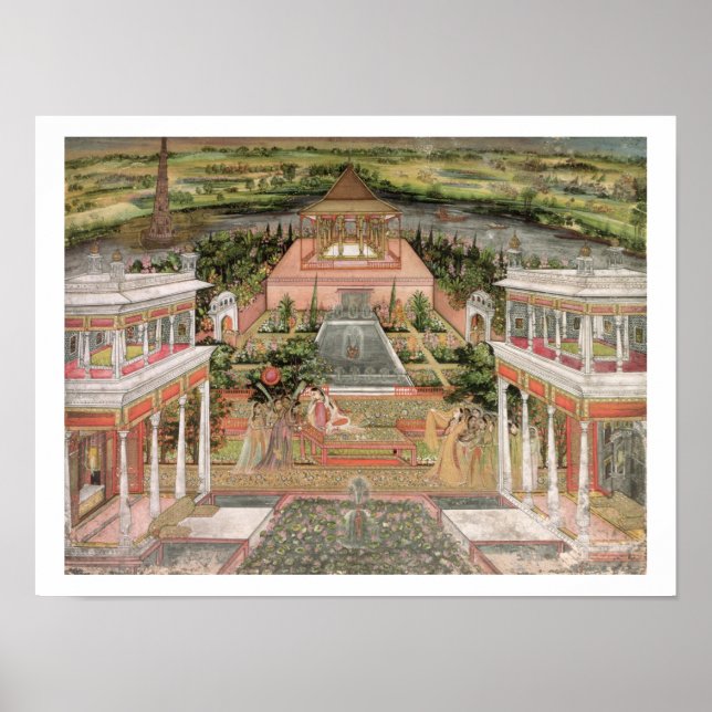 Póster Una princesa mogol en su jardín (gouache en papel) (Frente)