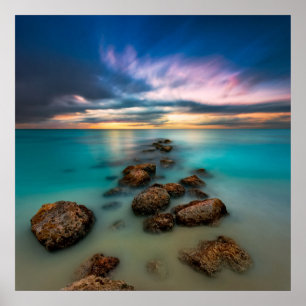 Póster Una puesta del sol hermosa sobre turcos y Caicos