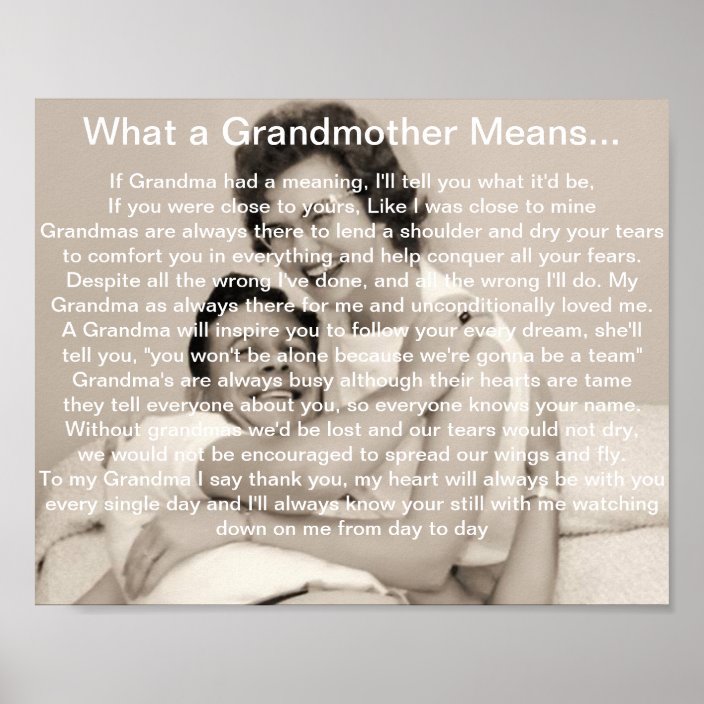 Póster Una qué abuela significa, poema de la Zazzle.es
