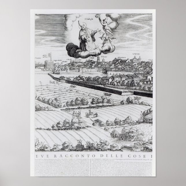 Póster Una sección de un mapa de Milán, 1640 (Frente)