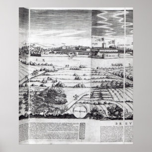 Póster Una sección de un mapa de Milán, 1640