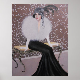PÓSTER UNA SEÑORA DE MODA DEL ART DÉCO