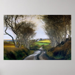 Póster Una sinuosa carretera de campo