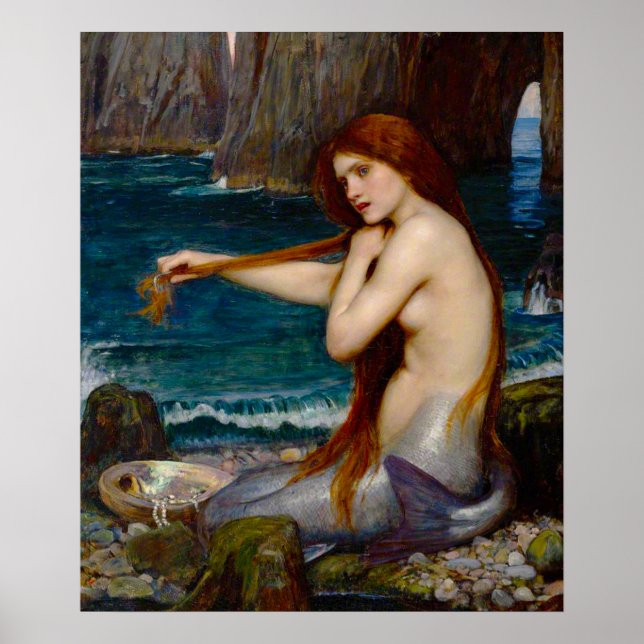 Póster Una sirena, c. 1900 de John Waterhouse (Frente)