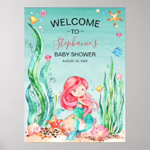 Póster Una sirena cutáneo de color bajo el mar Baby Showe