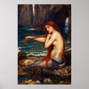 Póster Una sirena de John William Waterhouse