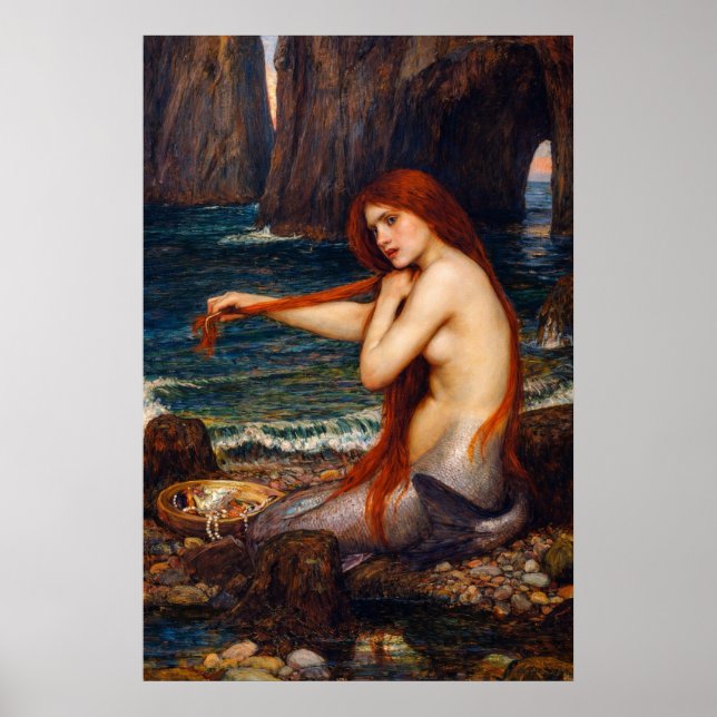 Póster Una sirena de John William Waterhouse (Frente)