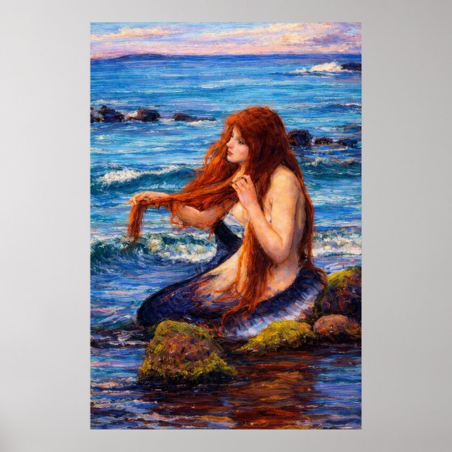 Póster Una sirena de John William Waterhouse (Frente)