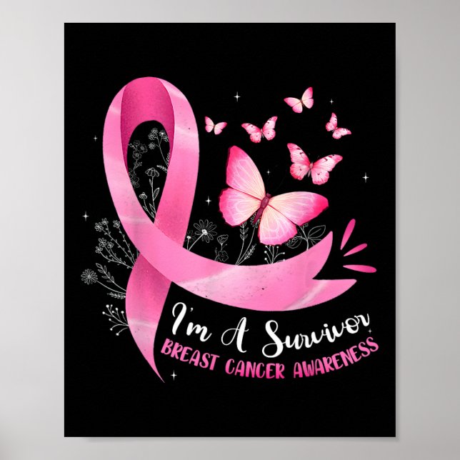 Póster Una sobreviviente de la conciencia sobre el cáncer (Frente)