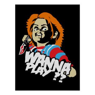 Póster ¡¡¿Una sonriente muñeca oscura quiere jugar?!!